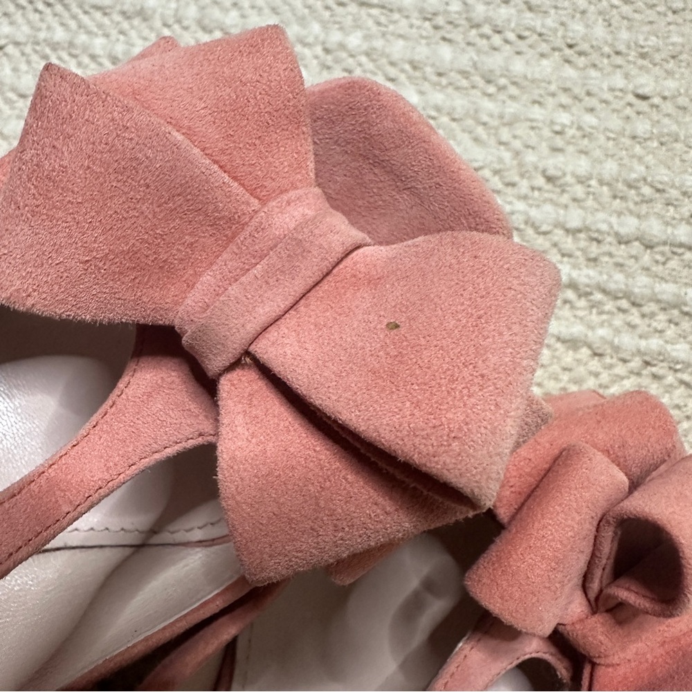 MIU MIU camelia pink suede leather Camoscio peep toe heels 38.5 Barbie - Picture 11 of 14